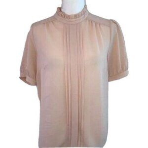 Monteau Top Size Large L Womens Short Sleeve High Neck Peach